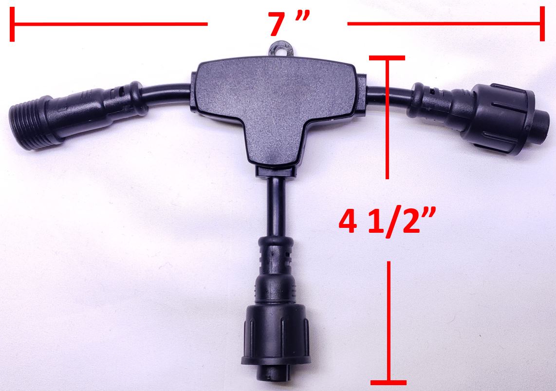 Power Tee - xConnect - 3-2-3 Core (Male - Female - Female) - Round Wire - Black (Short Pigtails)