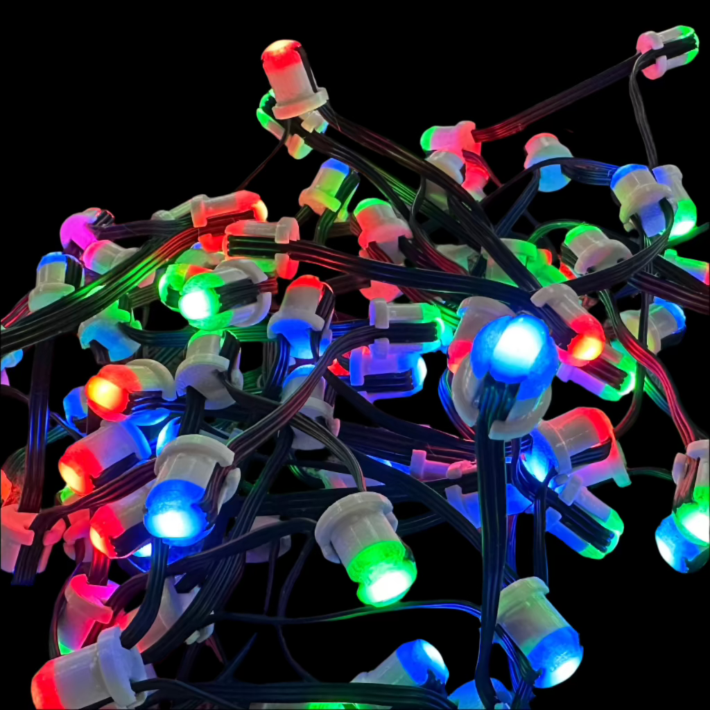 Glow Plugs with seeds installed and lit up in red, green and blue