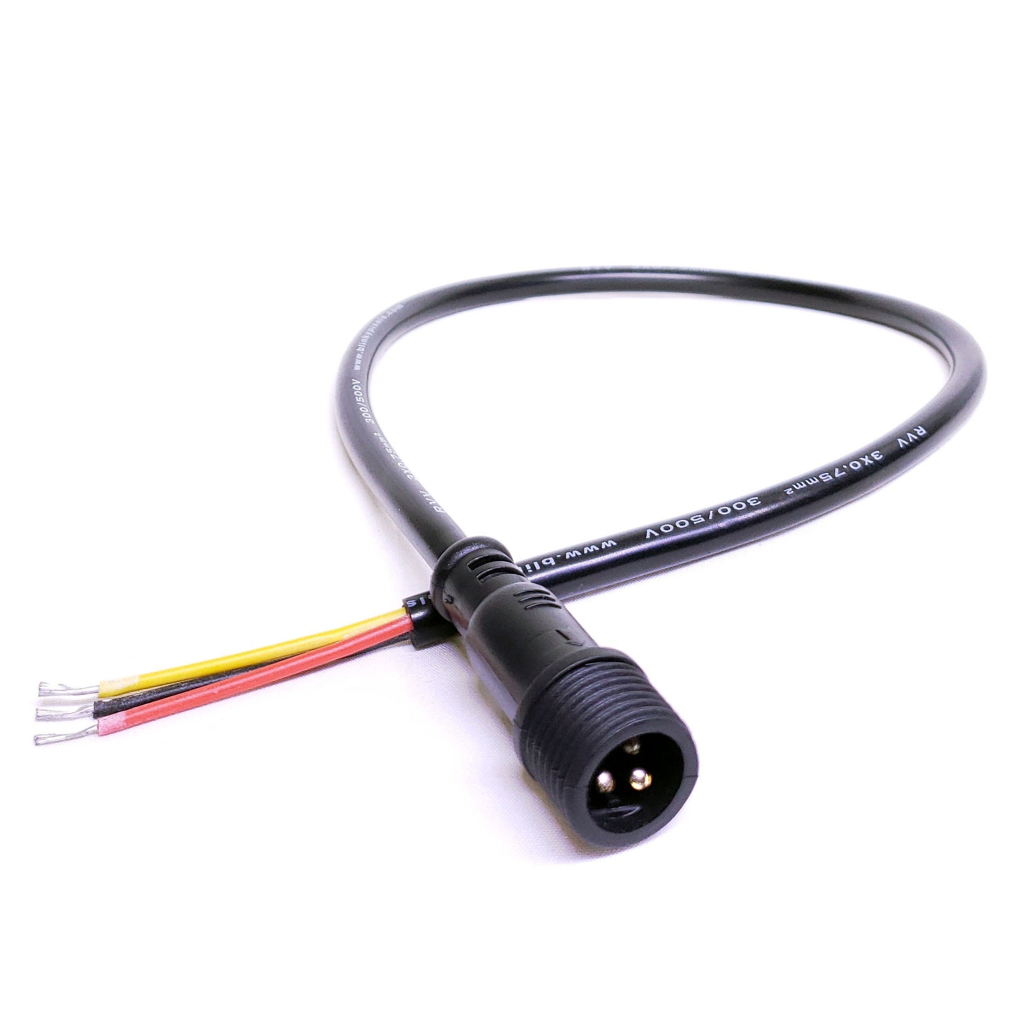 Pigtails - 3 Core - 20in - Round Wire - Black