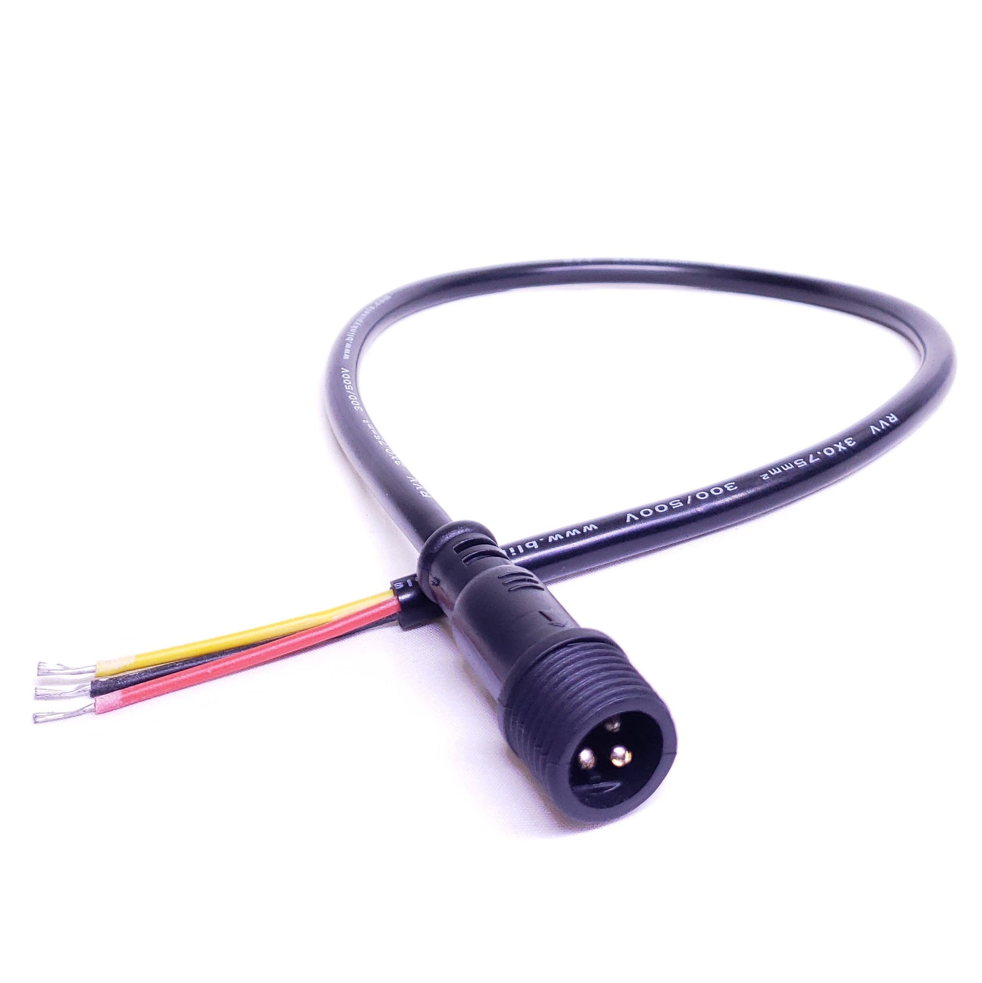 Pigtail (Male) - xConnect - 3 Core - 20in / 0.5m - Round Wire - Black