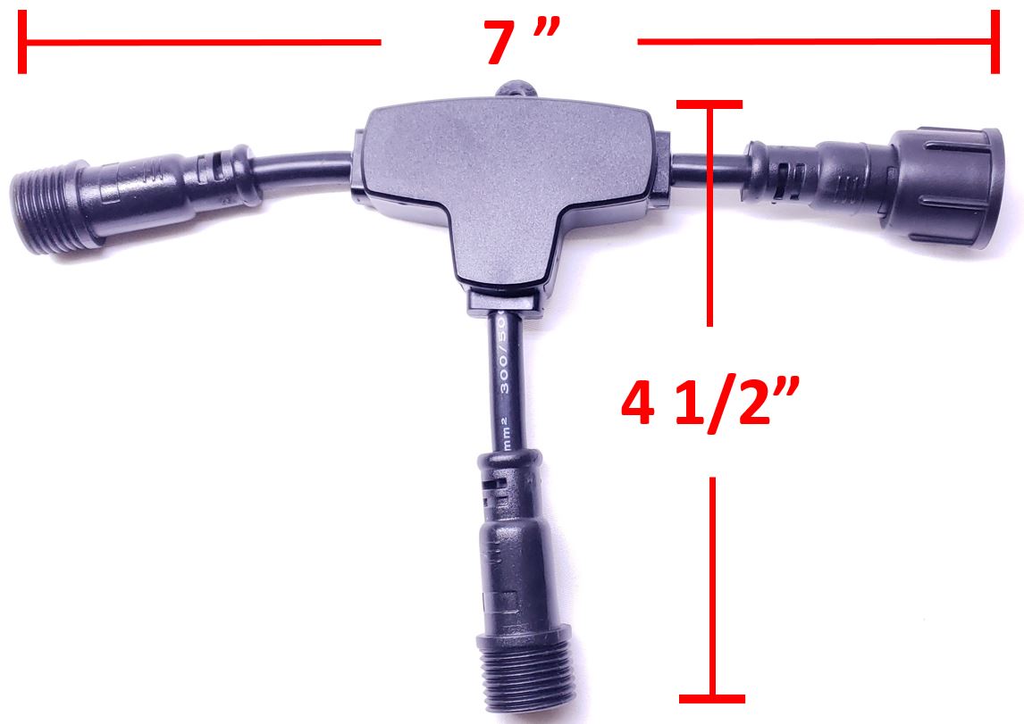 Power Tee - xConnect - 3-3-3 Core (Male - Male - Female) - Round Wire - Black (Short Pigtails)